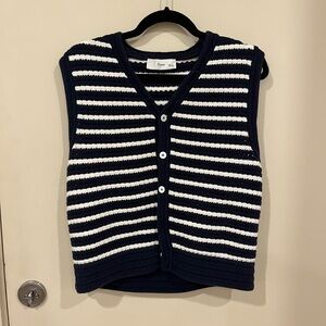 Dunst black and white crochet vest in cotton